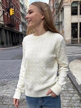 Brandy Melville Oversized Cream Cable Knit Sweater